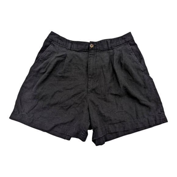 Gap Black Linen High Rise Pleated Shorts 4in Size 12 30 - Picture 1 of 5